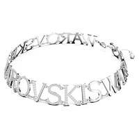 Wordmark choker, Swarovski, White, Rhodium plated by SWAROVSKI