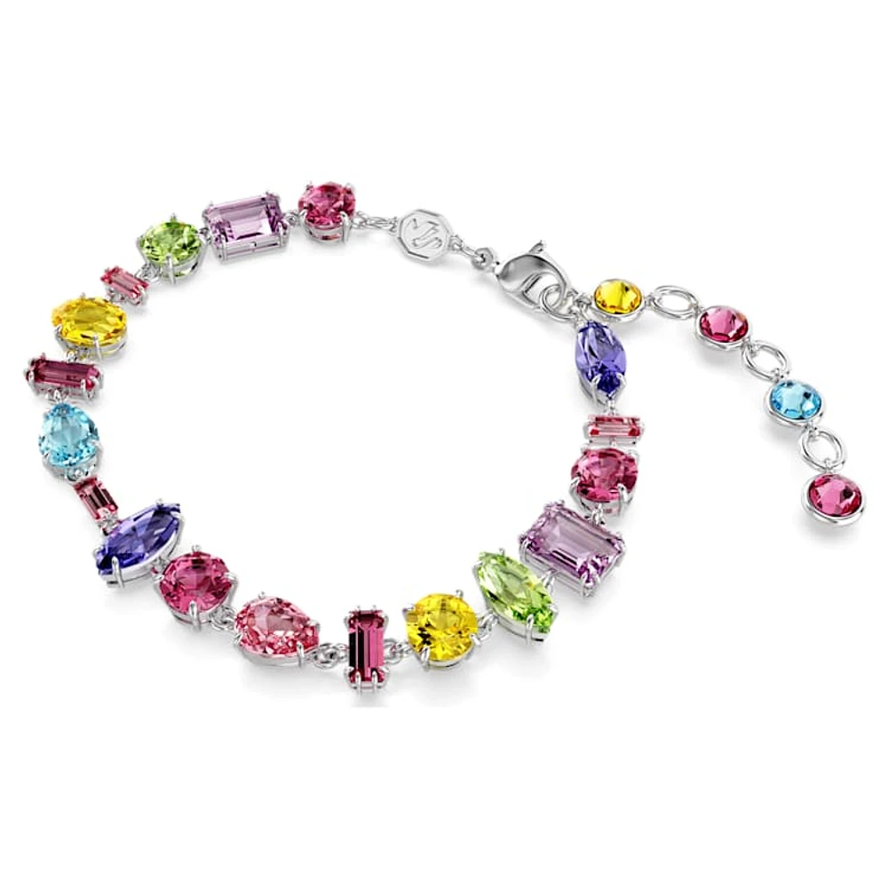 Gema bracelet, Mixed cuts, Multicoloured, Rhodium plated by SWAROVSKI