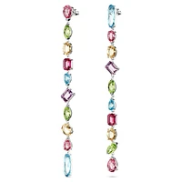 Gema drop earrings, Asymmetrical design, Mixed cuts, Extra long, Multicoloured, Rhodium plated by SWAROVSKI