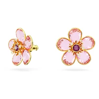 Idyllia stud earrings, Flower, Pink, Gold-tone plated by SWAROVSKI