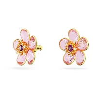 Idyllia stud earrings, Flower, Pink, Gold-tone plated by SWAROVSKI