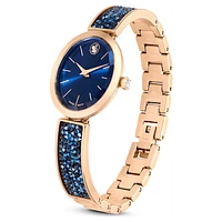 Crystal Rock Oval watch, Swiss Made, Crystal bracelet, Blue, Rose gold-tone finish by SWAROVSKI