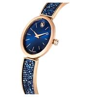 Crystal Rock Oval watch, Swiss Made, Crystal bracelet, Blue, Rose gold-tone finish by SWAROVSKI