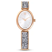 Crystal Rock Oval watch, Swiss Made, Crystal bracelet, Rose gold tone, Rose gold-tone finish by SWAROVSKI