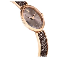 Crystal Rock Oval watch, Swiss Made, Crystal bracelet, Grey, Rose gold-tone finish by SWAROVSKI