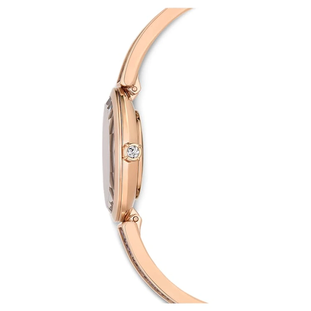 Crystal Rock Oval watch, Swiss Made, Crystal bracelet, Grey, Rose gold-tone finish by SWAROVSKI