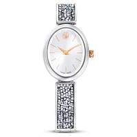 Crystal Rock Oval watch, Swiss Made, Crystal bracelet, White, Stainless steel by SWAROVSKI