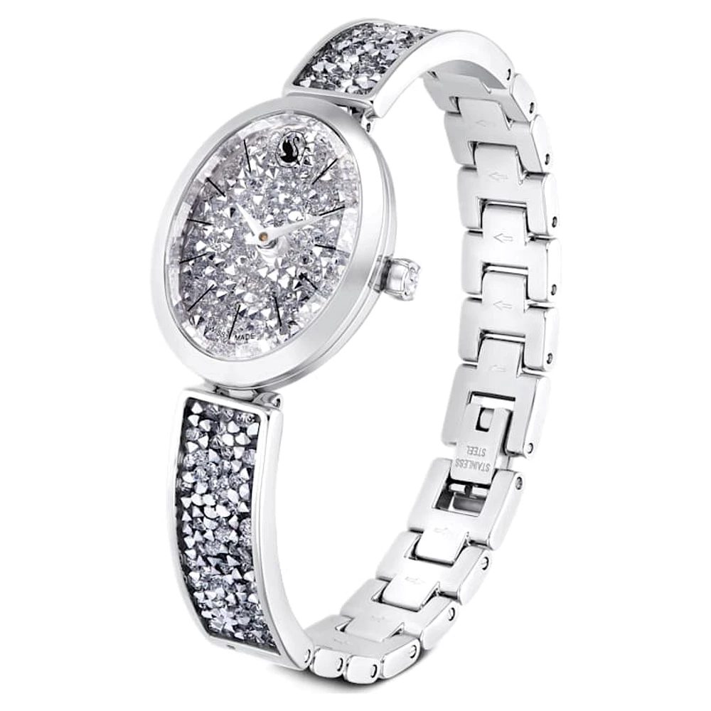 Crystal Rock Oval watch, Swiss Made, Crystal bracelet, Silver Tone, Stainless steel by SWAROVSKI