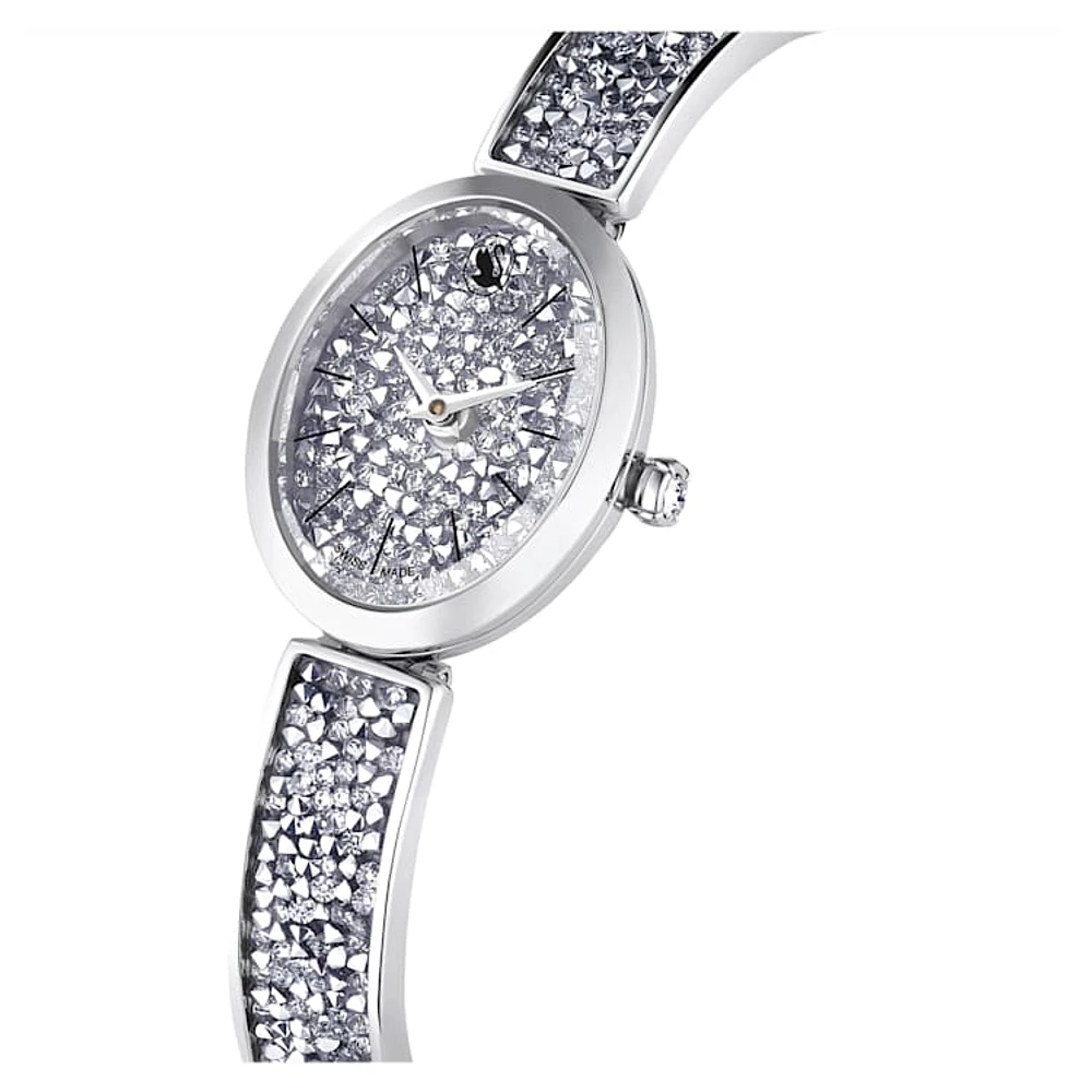 Crystal Rock Oval watch, Swiss Made, Crystal bracelet, Silver Tone, Stainless steel by SWAROVSKI