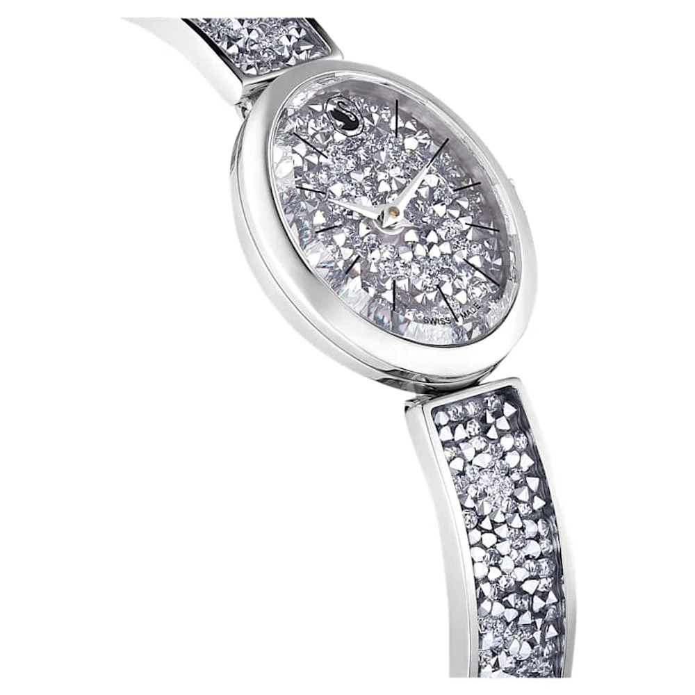 Crystal Rock Oval watch, Swiss Made, Crystal bracelet, Silver Tone, Stainless steel by SWAROVSKI