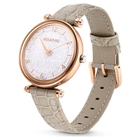 Crystalline Wonder watch, Swiss Made, Leather strap, Beige, Rose gold-tone finish by SWAROVSKI