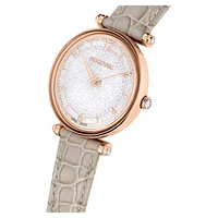 Crystalline Wonder watch, Swiss Made, Leather strap, Beige, Rose gold-tone finish by SWAROVSKI