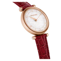 Crystalline Wonder watch, Swiss Made, Leather strap, Red, Rose gold-tone finish by SWAROVSKI