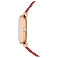 Crystalline Wonder watch, Swiss Made, Leather strap, Red, Rose gold-tone finish by SWAROVSKI