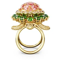 Idyllia cocktail ring, Turtle, Multicoloured, Gold-tone plated by SWAROVSKI