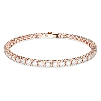 Matrix Tennis bracelet, Round cut, White, Rose gold-tone plated by SWAROVSKI