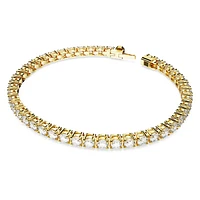 Matrix Tennis bracelet, Round cut, White, Gold-tone plated by SWAROVSKI