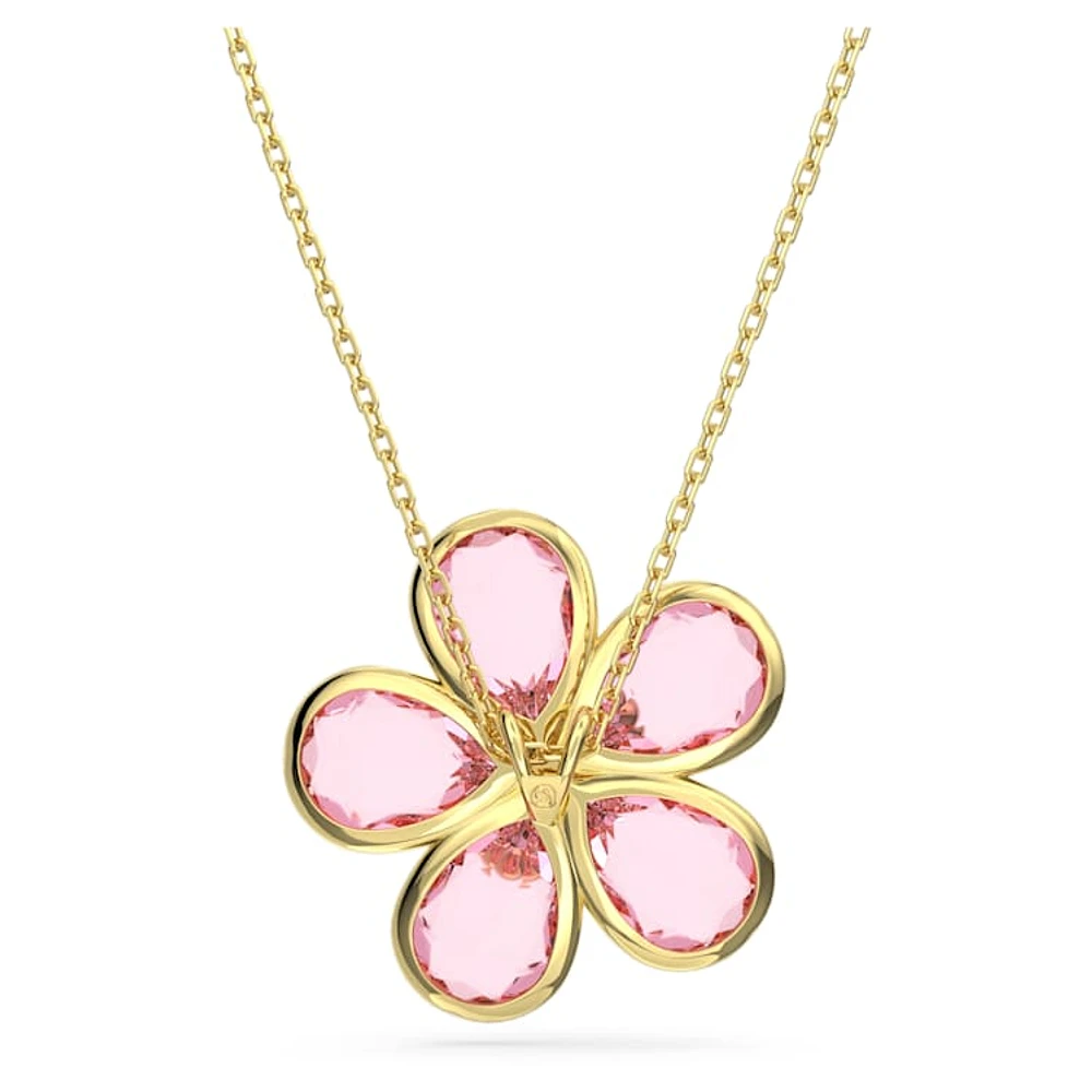 Idyllia pendant, Flower, Small, Pink, Gold-tone plated by SWAROVSKI