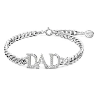 Father's Day - Dad bracelet, White, Rhodium plated by SWAROVSKI