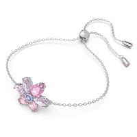 Gema bracelet, Mixed cuts, Flower, Pink, Rhodium plated by SWAROVSKI