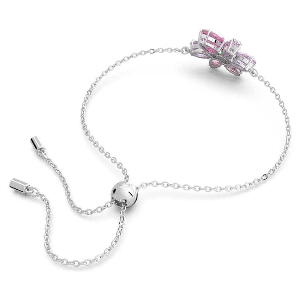 Gema bracelet, Mixed cuts, Flower, Pink, Rhodium plated by SWAROVSKI