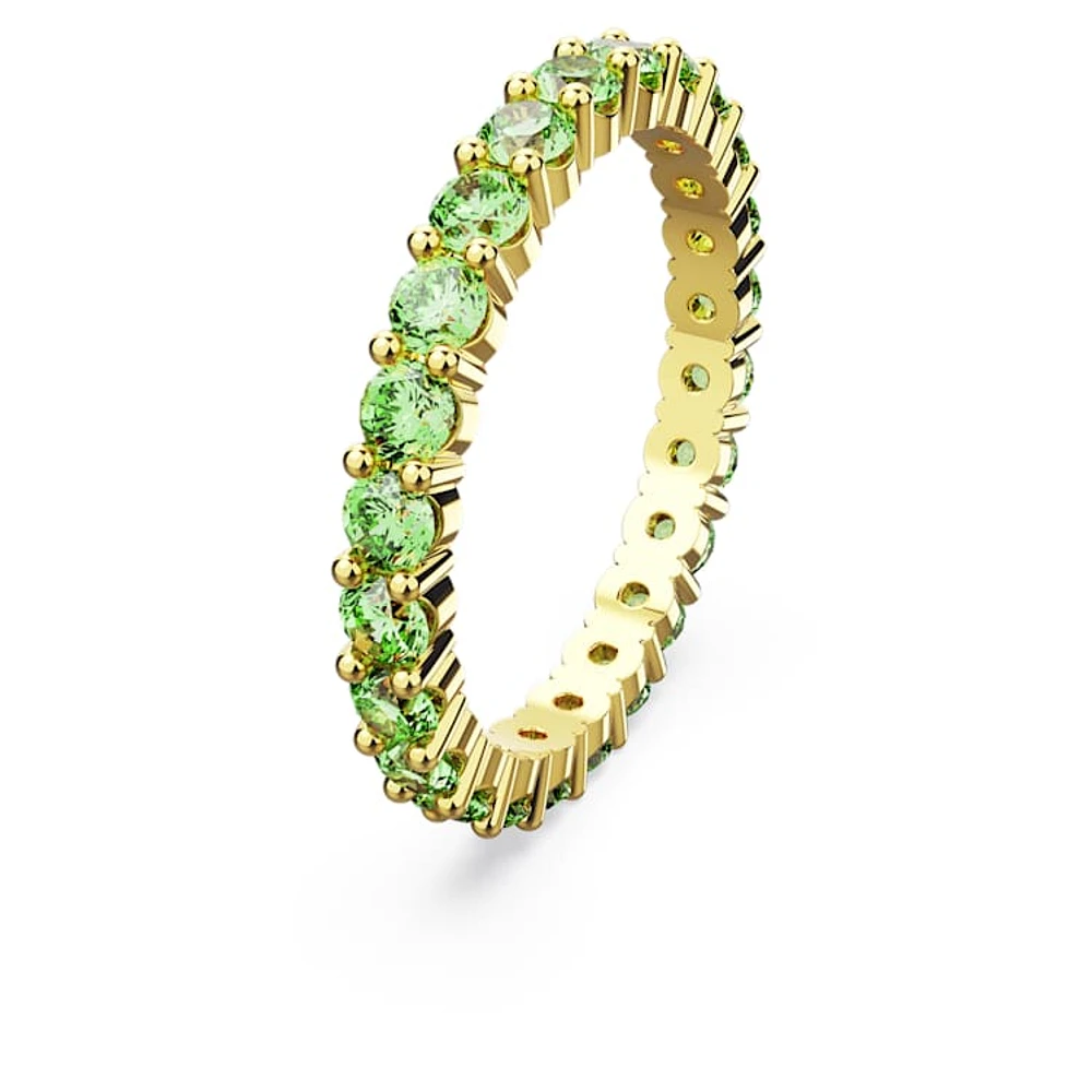 Matrix ring, Round cut, Green, Gold-tone plated by SWAROVSKI