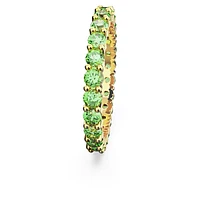 Matrix ring, Round cut, Green, Gold-tone plated by SWAROVSKI