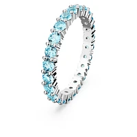 Matrix ring, Round cut, Blue, Rhodium plated by SWAROVSKI