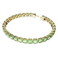 Matrix Tennis bracelet, Round cut, Green, Gold-tone plated by SWAROVSKI