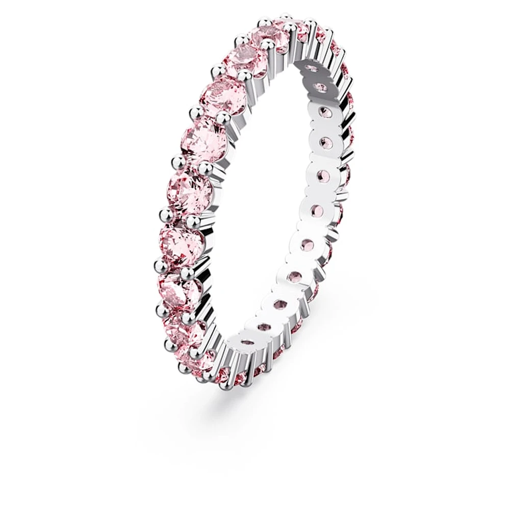 Matrix ring, Round cut, Pink, Rhodium plated by SWAROVSKI