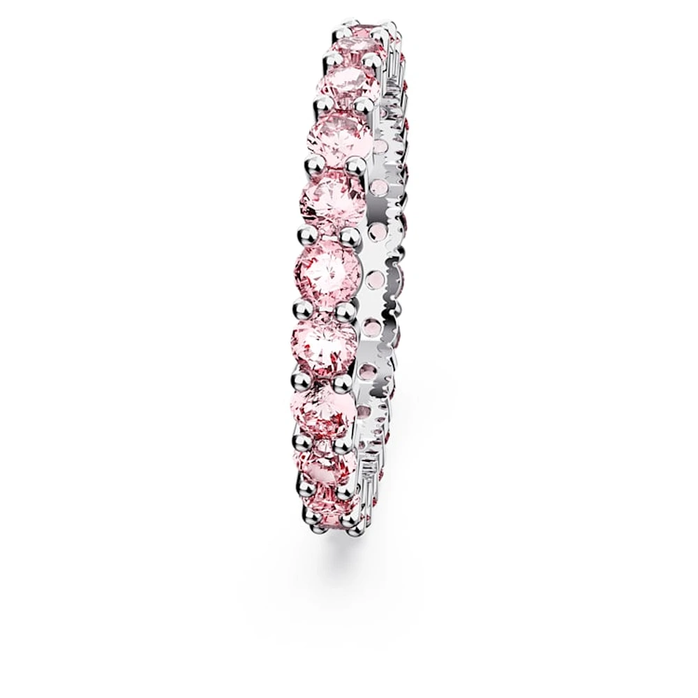 Matrix ring, Round cut, Pink, Rhodium plated by SWAROVSKI