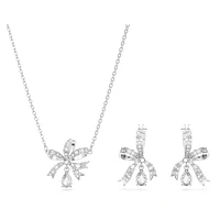 Hyperbola set, Bow, White, Rhodium plated by SWAROVSKI