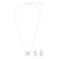 Hyperbola set, Bow, White, Rhodium plated by SWAROVSKI