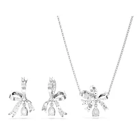 Hyperbola set, Bow, White, Rhodium plated by SWAROVSKI