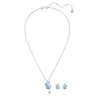 Swan set, Swan, Blue, Rhodium plated by SWAROVSKI