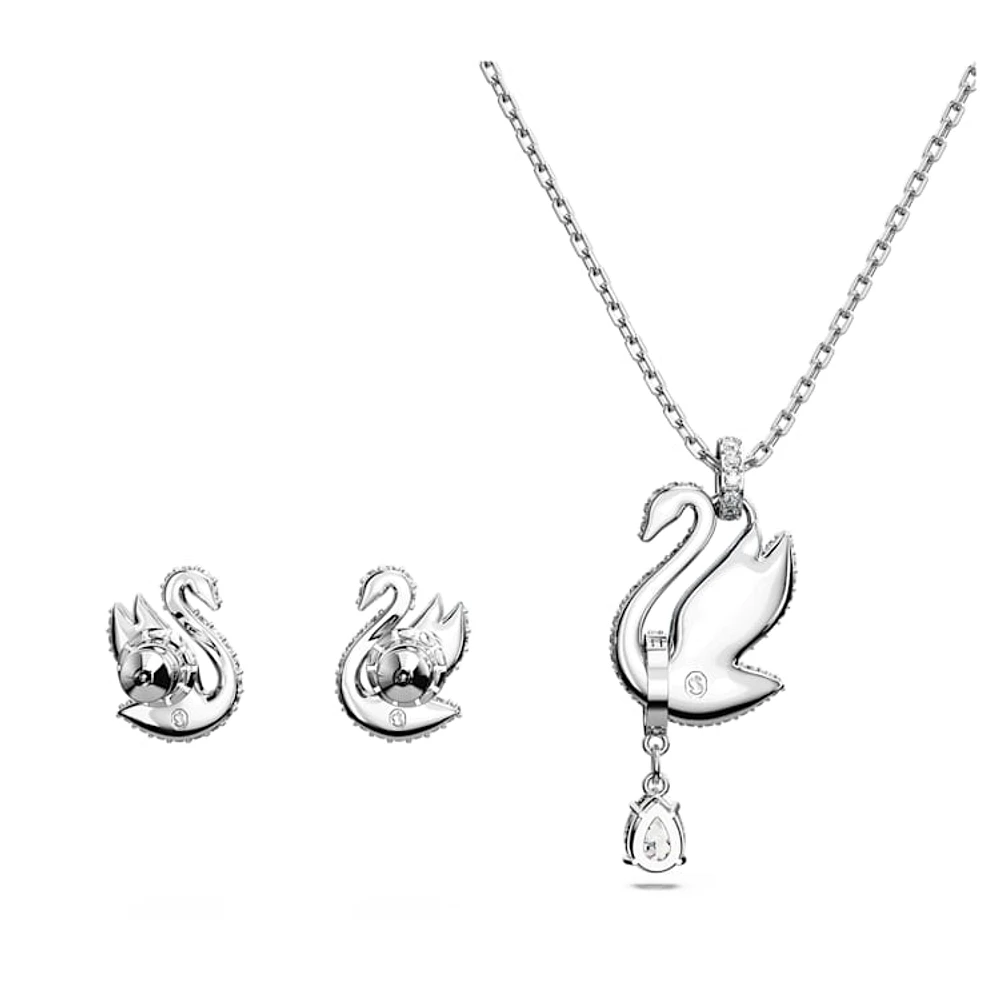 Swan set, Swan, Blue, Rhodium plated by SWAROVSKI