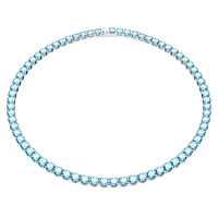 Matrix Tennis necklace, Round cut, Medium, Blue, Rhodium plated by SWAROVSKI