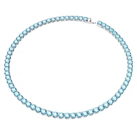 Matrix Tennis necklace, Round cut, Medium, Blue, Rhodium plated by SWAROVSKI