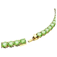 Matrix Tennis necklace, Round cut, Medium, Green, Gold-tone plated by SWAROVSKI