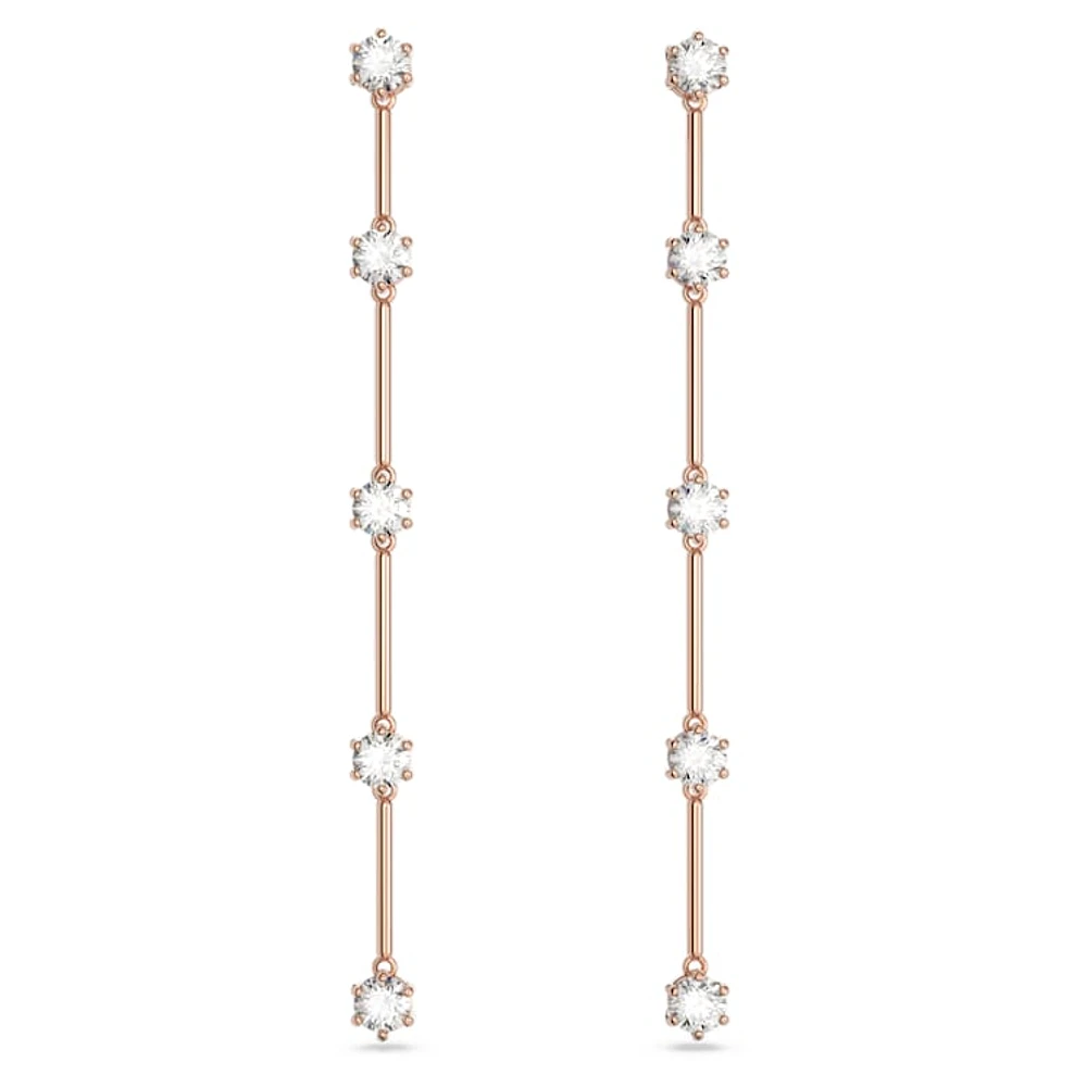 Constella drop earrings, Round cut, White, Rose gold-tone plated by SWAROVSKI