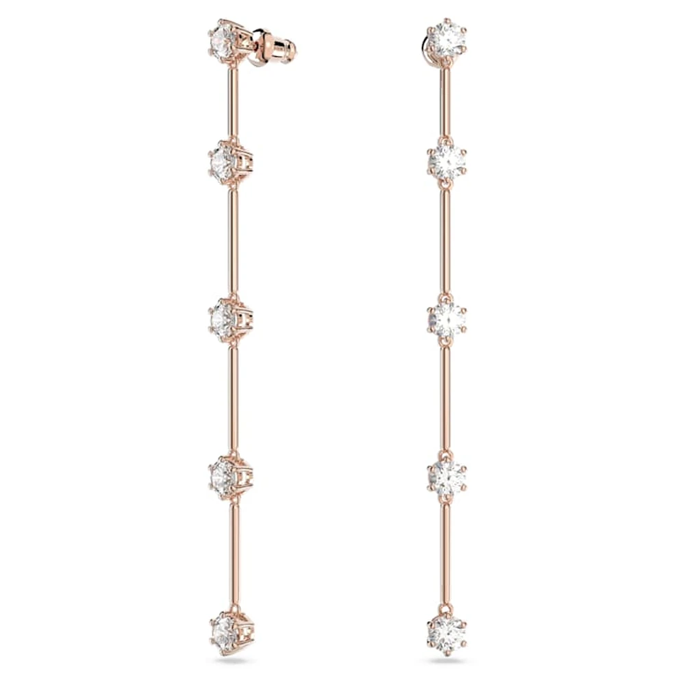 Constella drop earrings, Round cut, White, Rose gold-tone plated by SWAROVSKI