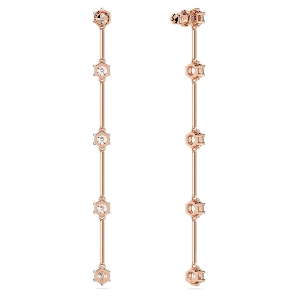 Constella drop earrings, Round cut, White, Rose gold-tone plated by SWAROVSKI