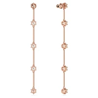 Constella drop earrings, Round cut, White, Rose gold-tone plated by SWAROVSKI