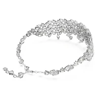 Mesmera choker, Mixed cuts, White, Rhodium plated by SWAROVSKI