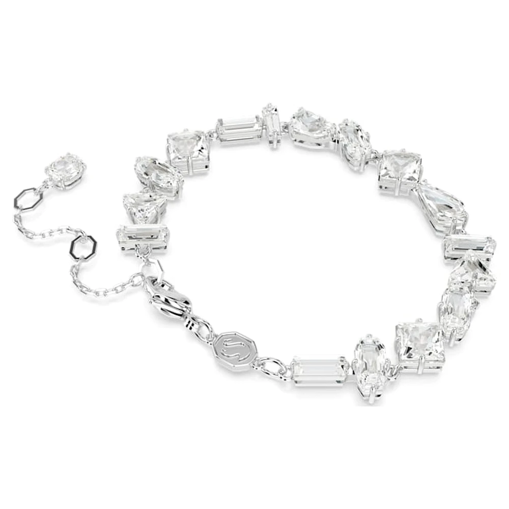 Mesmera bracelet, Mixed cuts, White, Rhodium plated by SWAROVSKI