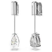 Mesmera bar earrings, Mixed cuts, White, Rhodium plated by SWAROVSKI