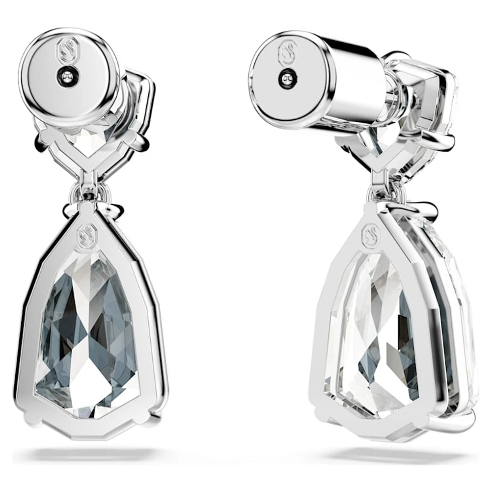 Mesmera drop earrings, Mixed cuts, White, Rhodium plated by SWAROVSKI