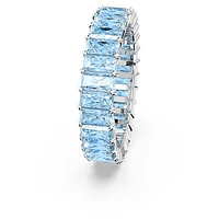 Matrix ring, Baguette cut, Blue, Rhodium plated by SWAROVSKI