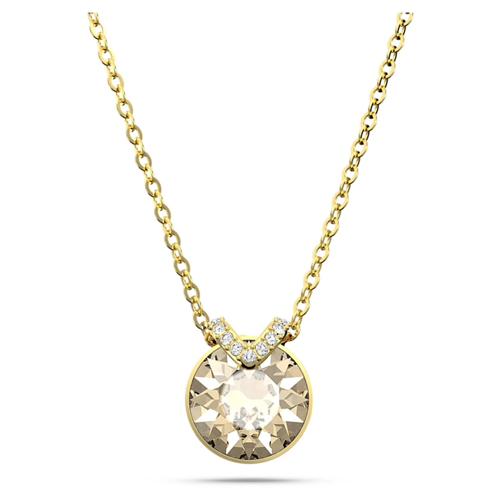 Bella V pendant, Round cut, Gold tone, Gold-tone plated by SWAROVSKI