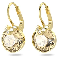 Bella V drop earrings, Round cut, Gold tone, Gold-tone plated by SWAROVSKI